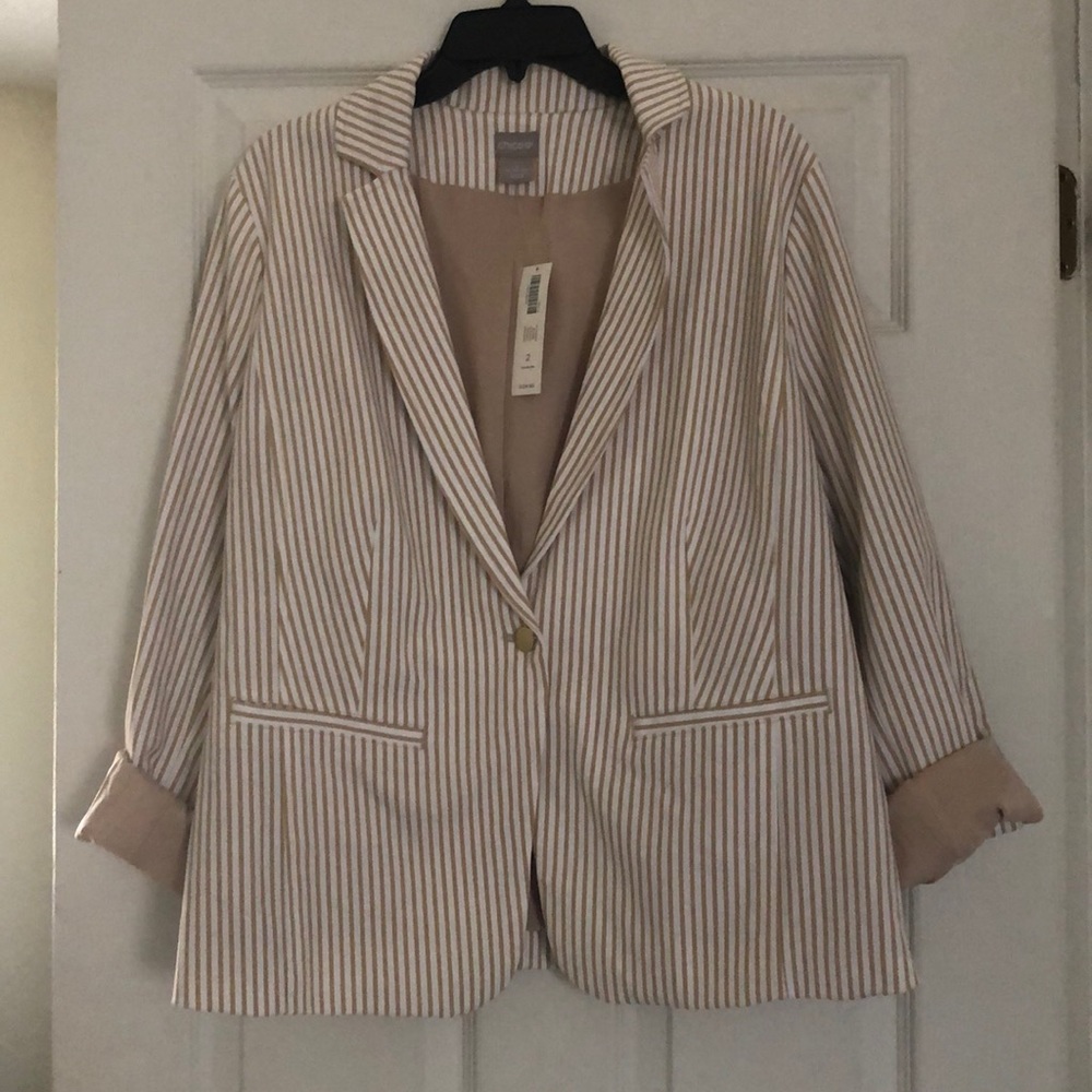CHICO’S Tan/White Blazer